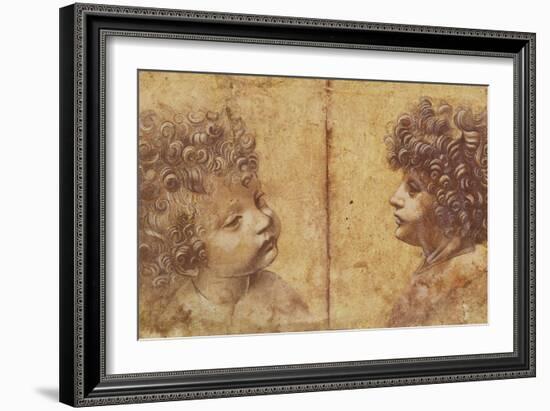 Study of a Child's Head-Leonardo da Vinci-Framed Giclee Print