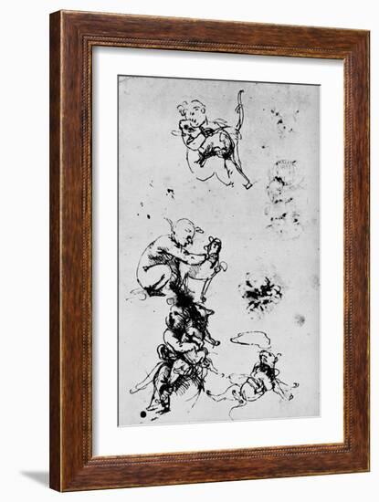 'Study of a Child with a Cat', 1478-1481 (1945)-Leonardo Da Vinci-Framed Giclee Print