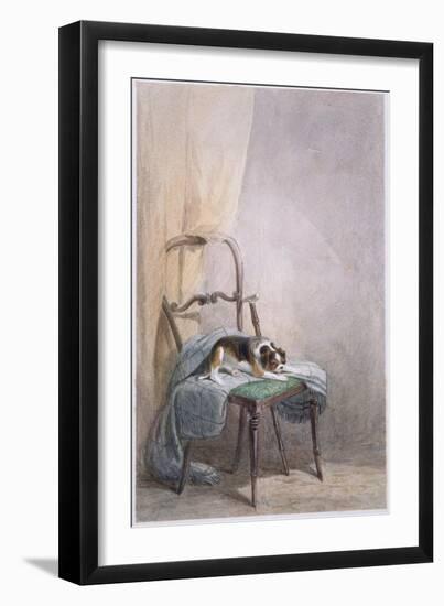 Study of a Dog on a Chair-William Henry Hunt-Framed Giclee Print