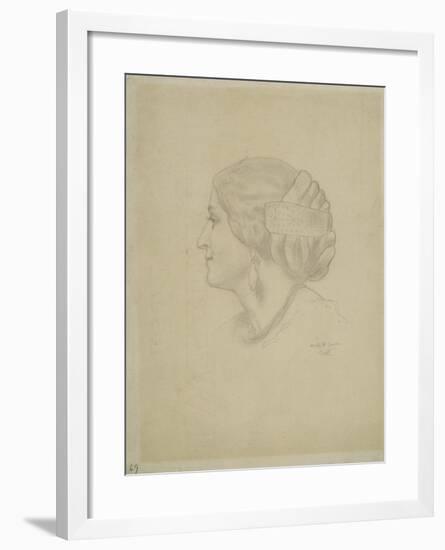 Study of a Female Head, 1852-55-Frederic Leighton-Framed Giclee Print