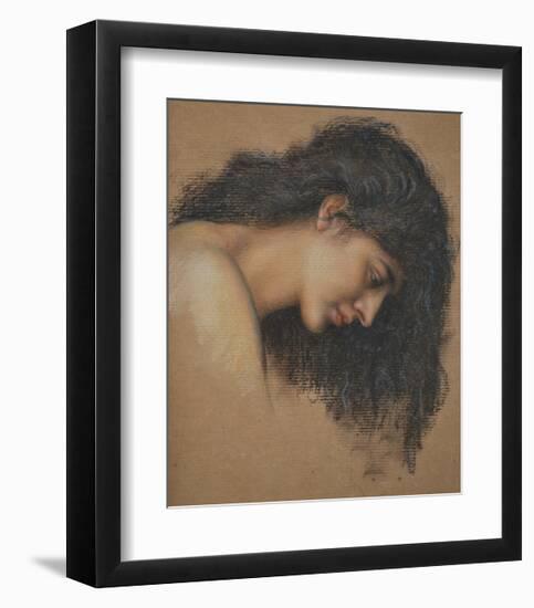 Study of a Female Head-Evelyn De Morgan-Framed Premium Giclee Print
