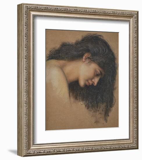 Study of a Female Head-Evelyn De Morgan-Framed Premium Giclee Print