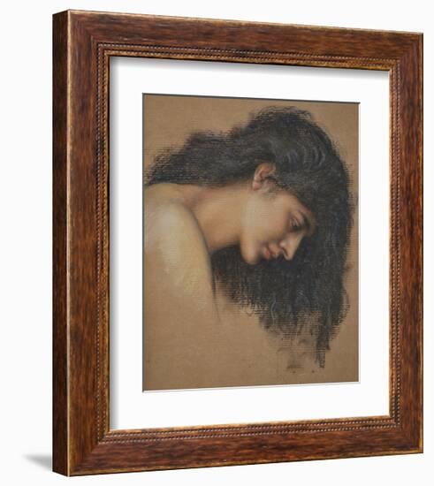 Study of a Female Head-Evelyn De Morgan-Framed Premium Giclee Print