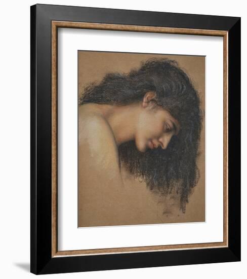 Study of a Female Head-Evelyn De Morgan-Framed Premium Giclee Print