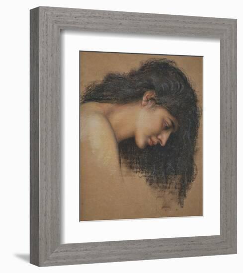 Study of a Female Head-Evelyn De Morgan-Framed Premium Giclee Print