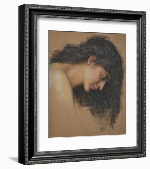 Study of a Female Head-Evelyn De Morgan-Framed Premium Giclee Print