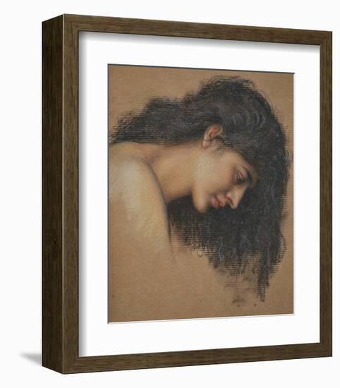 Study of a Female Head-Evelyn De Morgan-Framed Premium Giclee Print