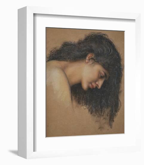 Study of a Female Head-Evelyn De Morgan-Framed Premium Giclee Print