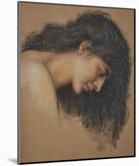 Study of a Female Head-Evelyn De Morgan-Mounted Premium Giclee Print