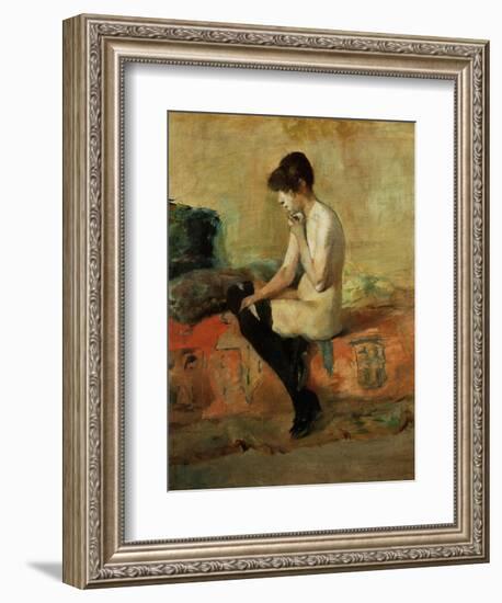 Study of a Female Nude on a Couch-Henri de Toulouse-Lautrec-Framed Giclee Print