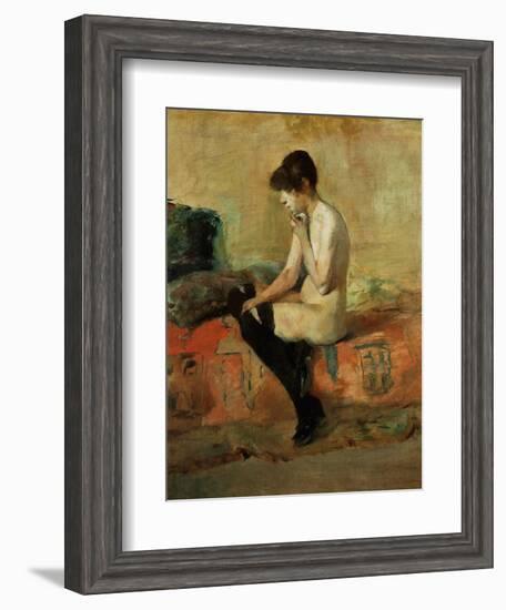 Study of a Female Nude on a Couch-Henri de Toulouse-Lautrec-Framed Giclee Print