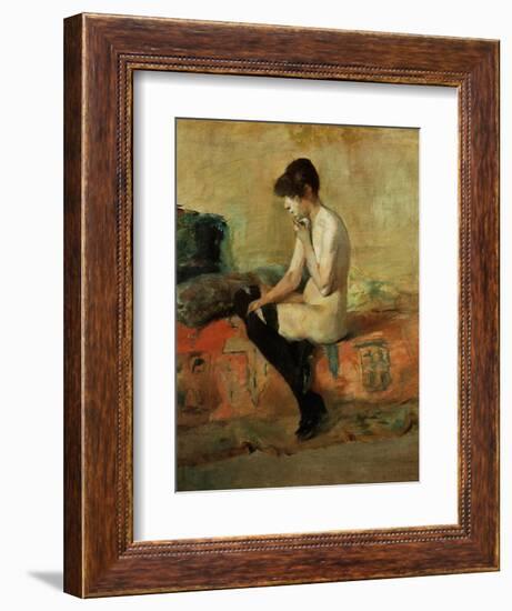 Study of a Female Nude on a Couch-Henri de Toulouse-Lautrec-Framed Giclee Print