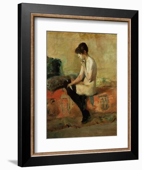 Study of a Female Nude on a Couch-Henri de Toulouse-Lautrec-Framed Giclee Print