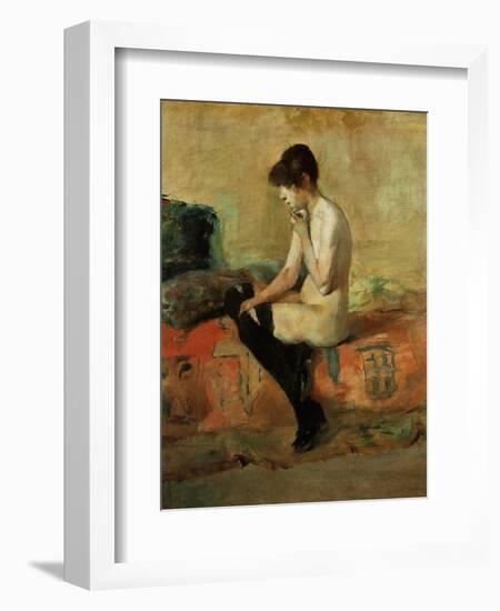 Study of a Female Nude on a Couch-Henri de Toulouse-Lautrec-Framed Giclee Print