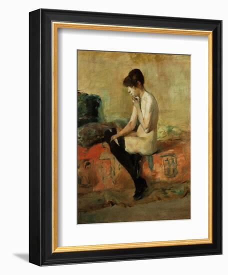 Study of a Female Nude on a Couch-Henri de Toulouse-Lautrec-Framed Giclee Print