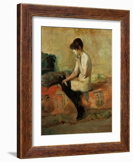 Study of a Female Nude on a Couch-Henri de Toulouse-Lautrec-Framed Giclee Print