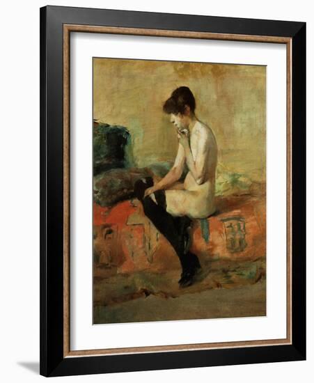 Study of a Female Nude on a Couch-Henri de Toulouse-Lautrec-Framed Giclee Print