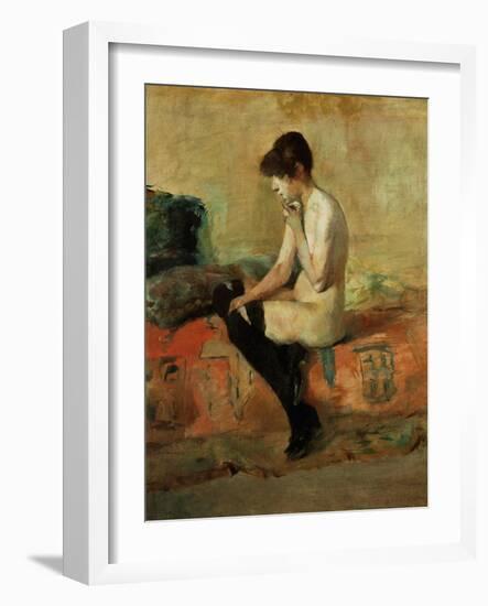 Study of a Female Nude on a Couch-Henri de Toulouse-Lautrec-Framed Giclee Print