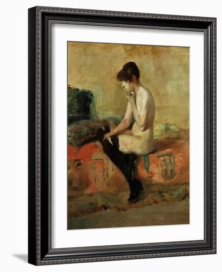 Study of a Female Nude on a Couch-Henri de Toulouse-Lautrec-Framed Giclee Print