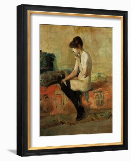 Study of a Female Nude on a Couch-Henri de Toulouse-Lautrec-Framed Giclee Print