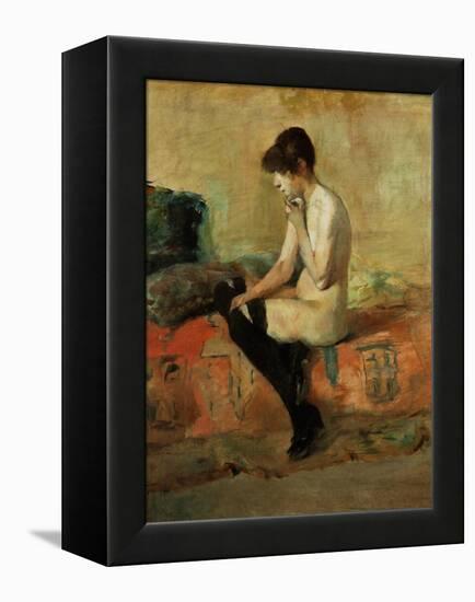 Study of a Female Nude on a Couch-Henri de Toulouse-Lautrec-Framed Premier Image Canvas