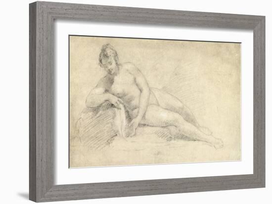 Study of a Female Nude (Pencil and Chalk on Paper)-William Hogarth-Framed Giclee Print