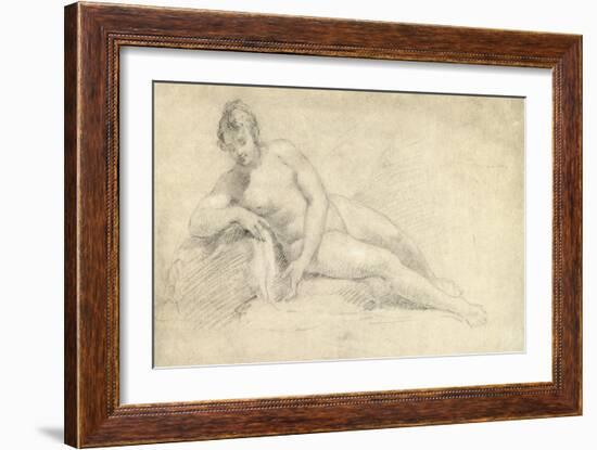 Study of a Female Nude (Pencil and Chalk on Paper)-William Hogarth-Framed Giclee Print