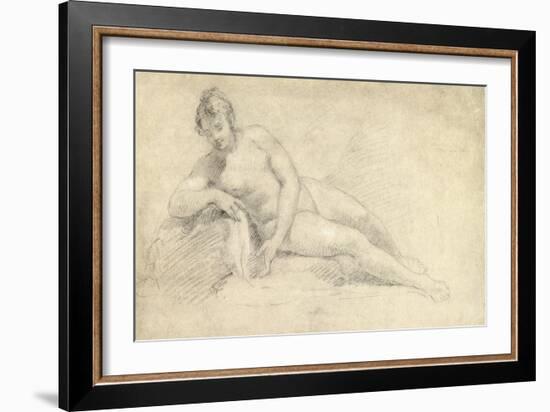 Study of a Female Nude (Pencil and Chalk on Paper)-William Hogarth-Framed Giclee Print