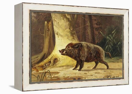 Study of a Fierce Boar in the Forest-Theodore Kiellerup-Framed Premier Image Canvas