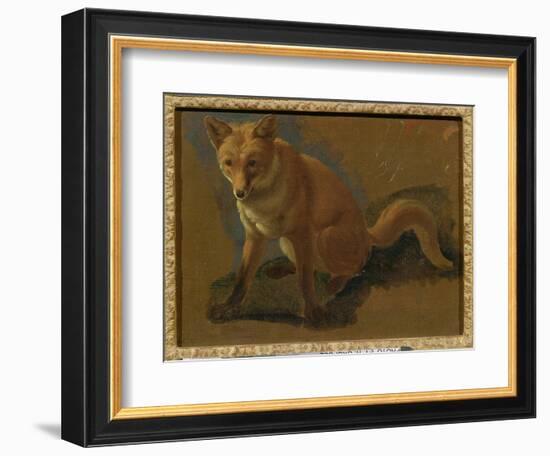 Study of a Fox (Oil on Panel)-Jacques-Laurent Agasse-Framed Giclee Print