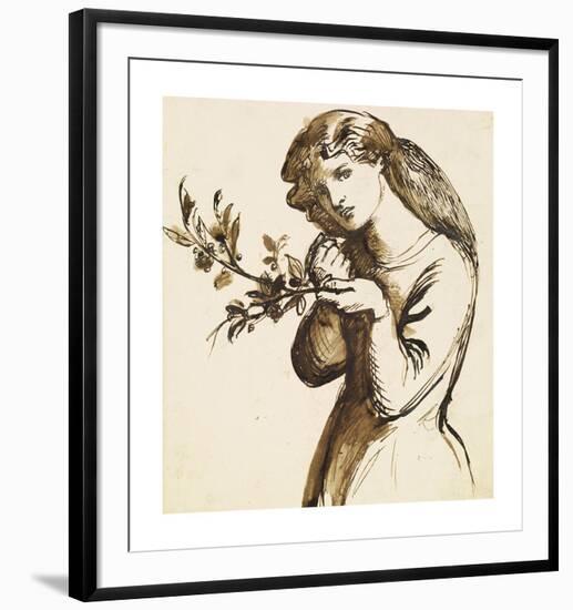 Study of a Girl Eating Cherries-Dante Gabriel Rossetti-Framed Premium Giclee Print