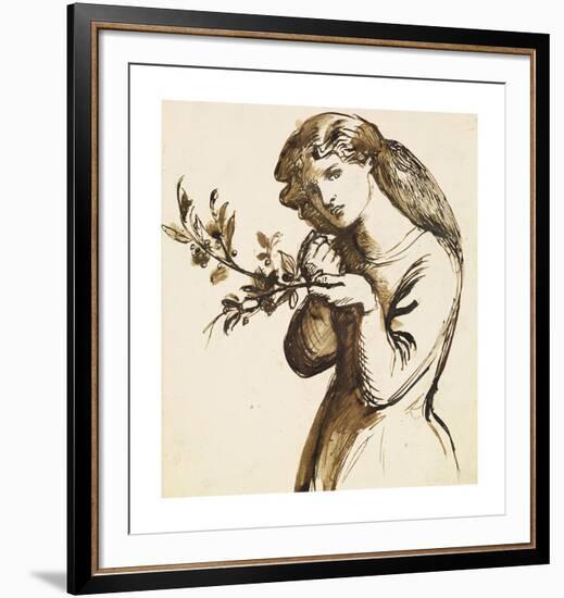 Study of a Girl Eating Cherries-Dante Gabriel Rossetti-Framed Premium Giclee Print