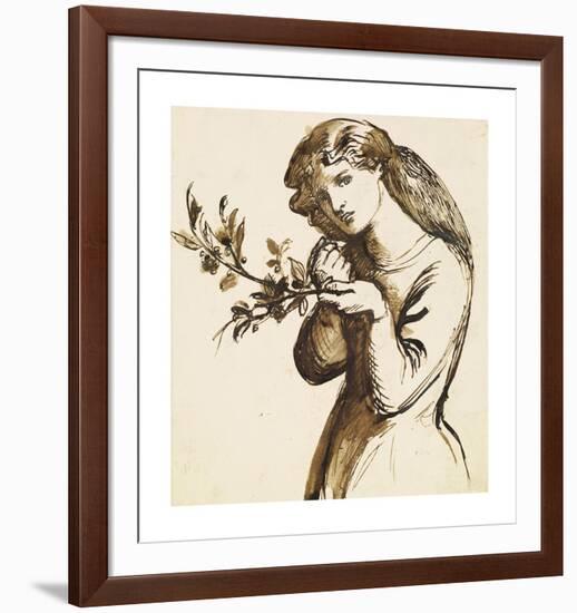 Study of a Girl Eating Cherries-Dante Gabriel Rossetti-Framed Premium Giclee Print