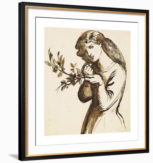 Study of a Girl Eating Cherries-Dante Gabriel Rossetti-Framed Premium Giclee Print