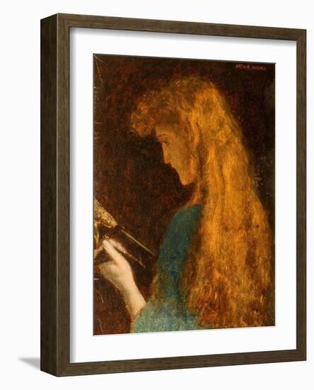 Study of a Girl's Head, 1880-86 (Oil on Canvas)-Arthur Hughes-Framed Giclee Print