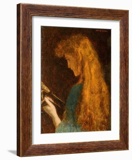 Study of a Girl's Head, 1880-86 (Oil on Canvas)-Arthur Hughes-Framed Giclee Print