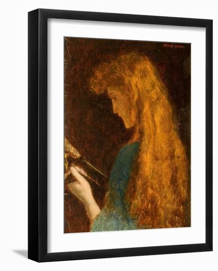 Study of a Girl's Head, 1880-86 (Oil on Canvas)-Arthur Hughes-Framed Giclee Print