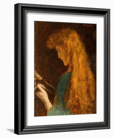 Study of a Girl's Head, 1880-86 (Oil on Canvas)-Arthur Hughes-Framed Giclee Print