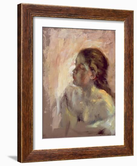 Study of a Girl's Head, Late 1870s-Edgar Degas-Framed Giclee Print