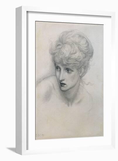 Study of a Girl's Head (Pencil on Paper) (See also 198345)-Edward Burne-Jones-Framed Giclee Print