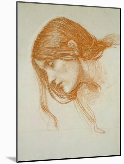 Study of a Girl's Head (Red Chalk on Paper)-John William Waterhouse-Mounted Giclee Print
