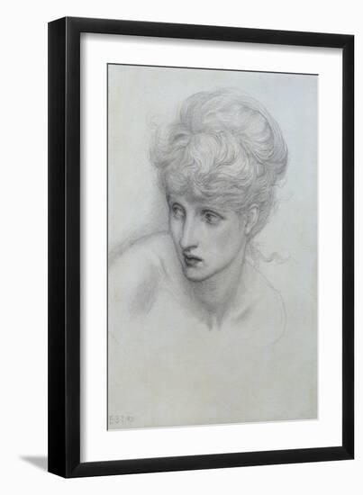 Study of a Girl's Head (See also 198346)-Edward Burne-Jones-Framed Giclee Print