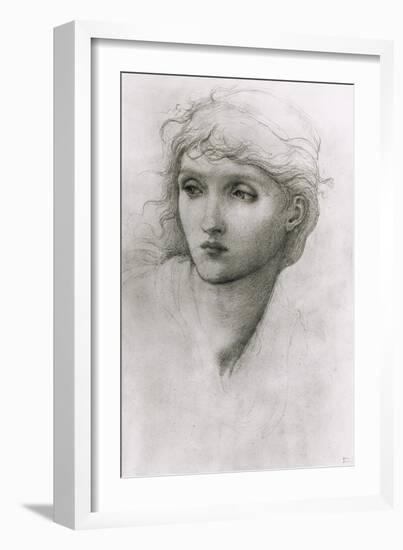 Study of a Girl's Head-Edward Burne-Jones-Framed Giclee Print