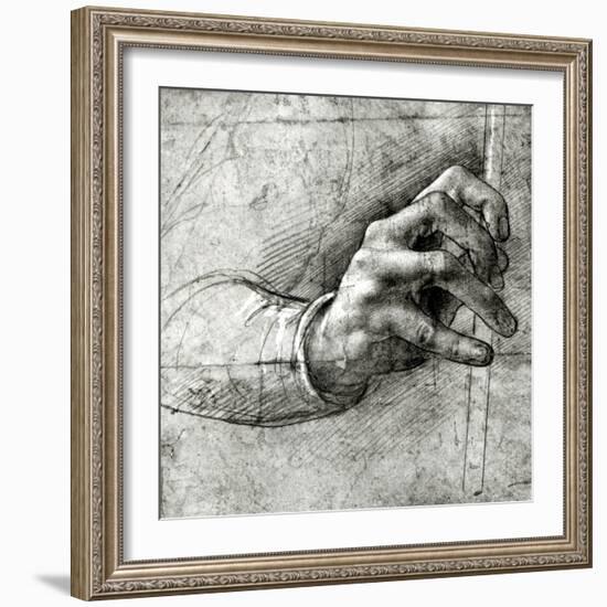 Study of a Hand-Leonardo da Vinci-Framed Giclee Print