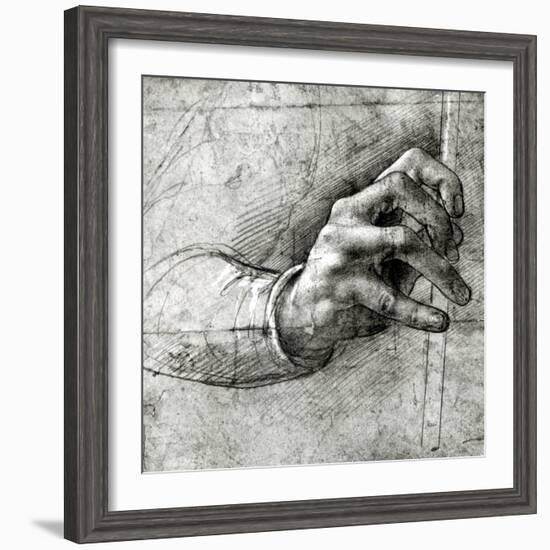 Study of a Hand-Leonardo da Vinci-Framed Giclee Print