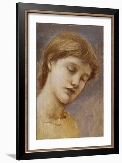 Study of a Head (Oil on Panel)-Edward Coley Burne-Jones-Framed Giclee Print