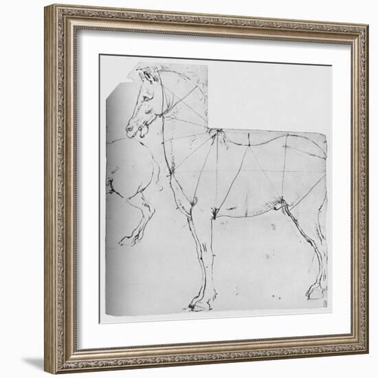 'Study of a Horse Marked Out for Measurement', c1480 (1945)-Leonardo Da Vinci-Framed Giclee Print