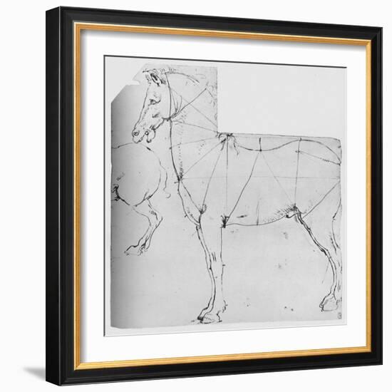 'Study of a Horse Marked Out for Measurement', c1480 (1945)-Leonardo Da Vinci-Framed Giclee Print