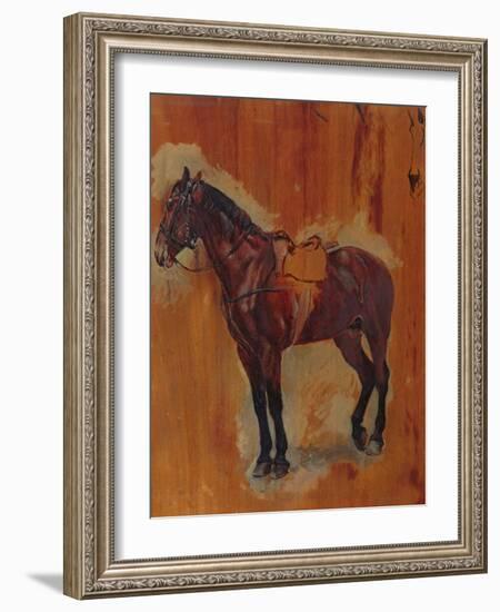 Study of a Horse (Oil on Panel)-Jean-Louis Ernest Meissonier-Framed Giclee Print