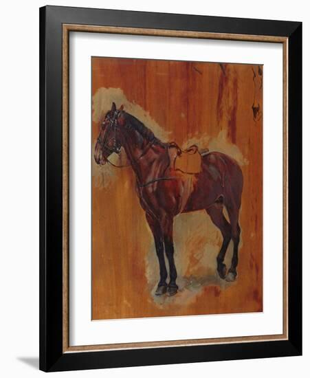 Study of a Horse (Oil on Panel)-Jean-Louis Ernest Meissonier-Framed Giclee Print